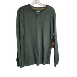 Stanley Workwear Mens Henley Long Sleeve Shirt Deep Forest Green ST204RO New